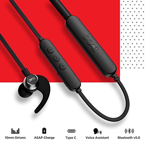 Image of (Refurbished) boAt Rockerz 255 Pro+ Wireless In Ear Earphones with 40 Hours Battery, ASAP Charge, IPX7, Bluetooth Version 5.0, 10mm Drivers and Voice Assistant with mic (Active Black)