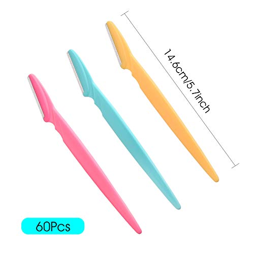 FEPITO 60Pcs Eyebrow Razor Shaper Shavers Trimmers for Women and Men Face Hair Removers Multipurpose Exfoliating Face Razor - Image 3