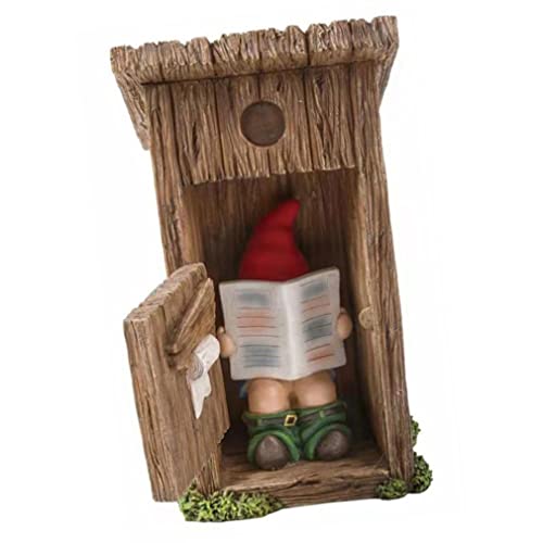 Sanfiyya Garden GNOME Statue Resin Funny Dwarf Lectura de Lectura en artesanías de Arte de Inodoro Figuras Garden GNOME Annaments Cover