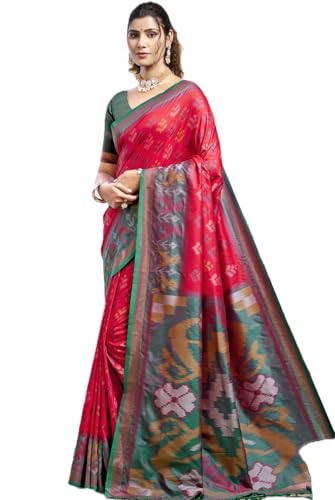 Leeli Peeri Designer Pochampally Silk Woven Design Saree With Unstitched Blouse Piece