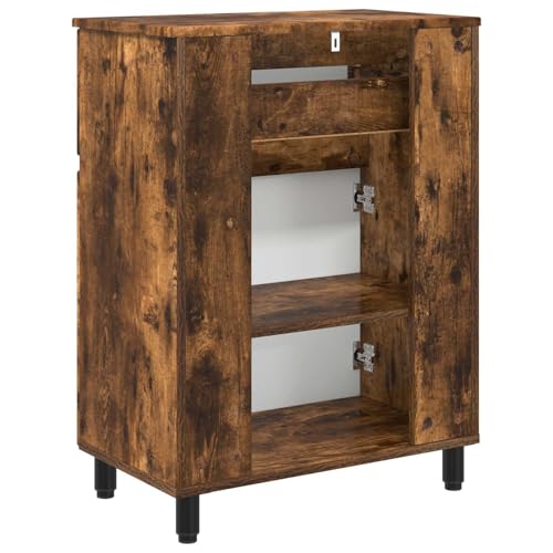 Mueble de baño de roble ahumado de 60x35x80 cm con puerta reversible 8