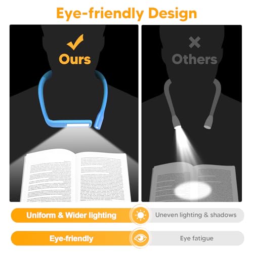 Image of Reading Light Back to School Supplies: Neck Book Light for Night Reading in Bed, Rechargeable Neck Light Reading Accessories,Teenage Boy Gifts for Women Stocking Stuffers for Men Book Lovers Gifts