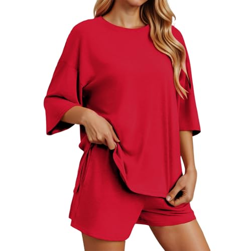 Ensemble femme été short et t-shirt col rond tenue de sport décontractée du S au 4XL