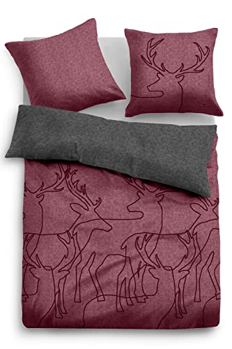 TOM TAILOR Bettwäsche Melange-Flanell, 135x200 Cm, Streifen Grau