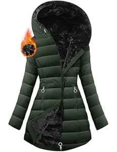 CMTOP Manteau Femme Hiver Veste Polaire Chaud Manteaux Outercoat en Longue et Slim Fit Parka Femme Imperméable Chaude Blouson Chic et Elegant Sweats à Capuche avec Zippé et Poches(Vert,XL)