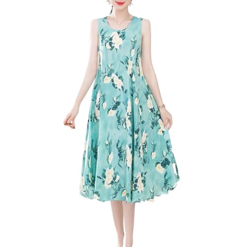 Robe d'été décontractée longue à col rond et motif imprimé tendance pour femme