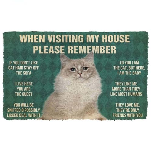 ���փ}�b�g ���O�h�[���L�̃n�E�X���[�����o���Ă����Ă������� 50×80cm doormat Please Remember Ragdoll Cat House Rules