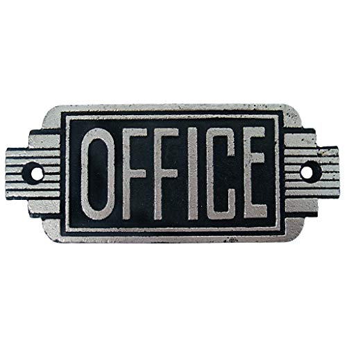 Design Toscano - SP3196 Streamlined Art Deco Office Door Sign, 6.5 Inch, Two Tone Black & Silver