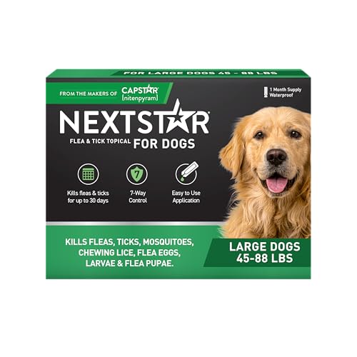 NEXTSTAR Flea and Tick Prevention for Dogs, Repellent & Control, Fast Acting Waterproof Topical Drops, Flea and Tick Prevention for Large Dogs, 1 Monthly Dose