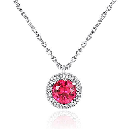 Colliers ronds avec pendentif en pierres précieuses rubis femmes