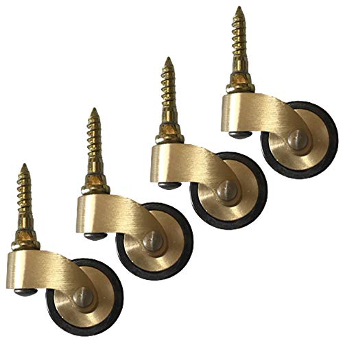 Ruedas para Muebles de Latón,Ruedas Pivotantes de Latón Macizo,Ruedas Giratorias de 360 Grados,Ruedas de Piano,para Sofá Muebles Vintage,Fácil de Instalar,4 Piezas,Con Varilla Roscada Cover