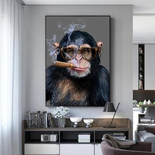 Affiche Singe Gorille Fumer moderne pour un salon au style industriel