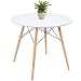 KaiMeng White Kitchen Dining Table Round Modern Coffee Table Leisure Style Tea Table Office Conference Pedestal Desk