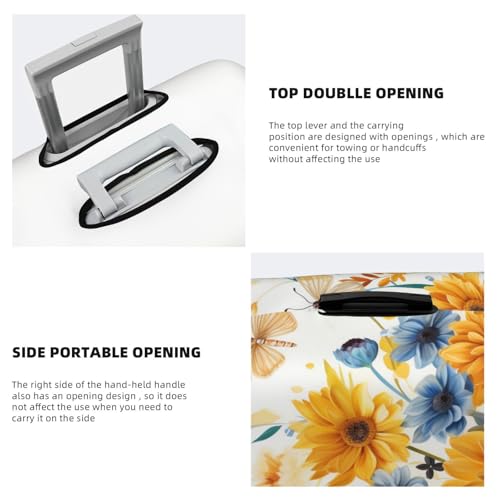 Luggage Cover Sunflowers and dragonflies Travel Luggage Covers Thicker Elastic Suitcase Cover Dustproof Baggage Cover Scratch-Resistant Suitcase Cover Protector Fit 18-32 Inch Luggage X-Large4