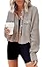 Panadila Women's Cropped Waffle Knit Shacket Short Button Down Jacket Batwing Sleeve Shirts with Pocket(Light Khaki,S)