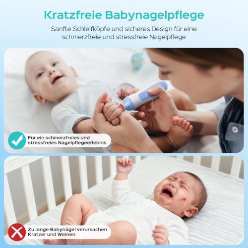COSLUS C52 Kabelloser​ Elektrischer Baby Nagelfräser mit LED-Display, Blau – Ansicht 8