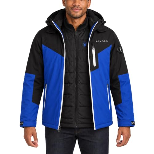 Image of Spyder Mens 3 in 1 Ski Jacket, Waterproof Winter Coat, Quilted Puffer Liner