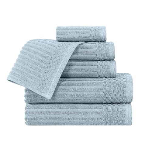 Superior Soho 100% Cotton Towel Set, 6-Piece, Slate Blue by Superior - Used condition - CA$36.82
