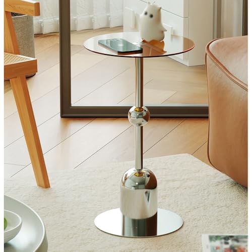 Support à thé table d'appoint de canapé en verre d'angle ronde - 5