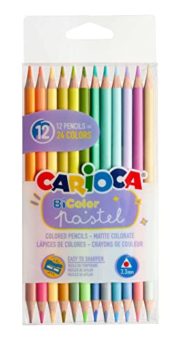 Carioca - Lápices Bicolor 24 Colores Surtidos Pastel En Oferta Carioca- Lapices De Colores Pastel, Multicolor (144254)
