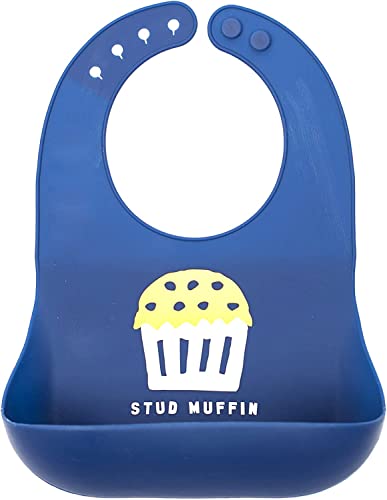 Bella Tunno Boy’s Wonder Bib – Silicone Baby Bibs for Boy with Adjustable Neck, Non-toxic & BPA Free Soft Silicone Bib, Durable, Waterproof, Easy to Clean, Stud Muffin