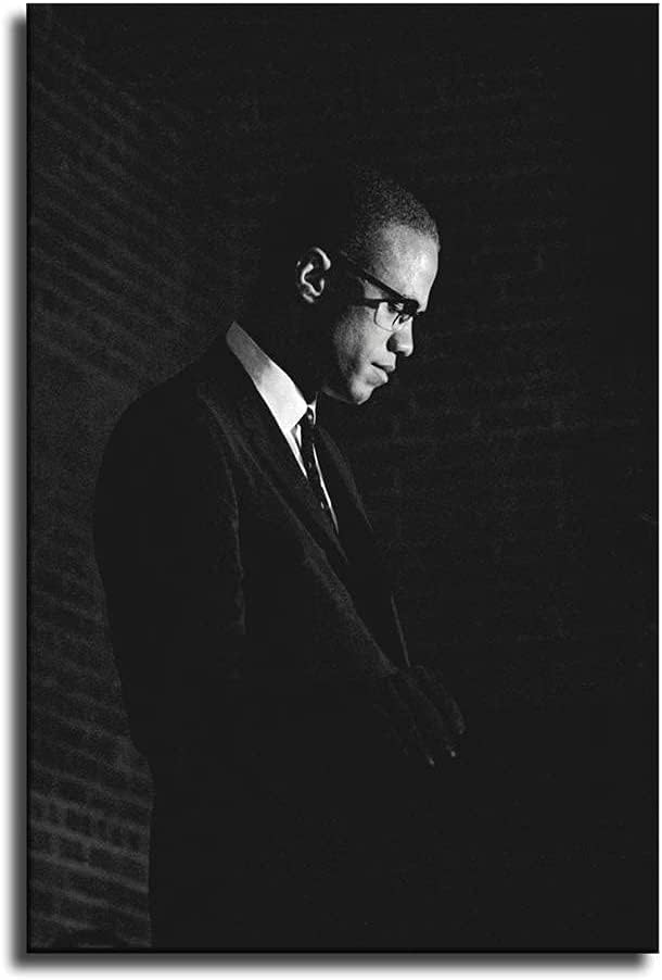 Great African American Men Malcolm X Canvas Wall Art Poster Canvas Print Wall Art Modern Classroom Bedroom Room Aesthetics Decoration Boys Women Gift Unframed and Framed (12x18inch-No Framed)