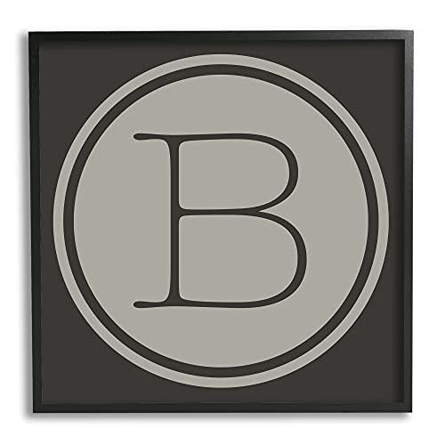 Stupell Industries Modern B Initial Round Elevator Key Shape Framed Wall Art