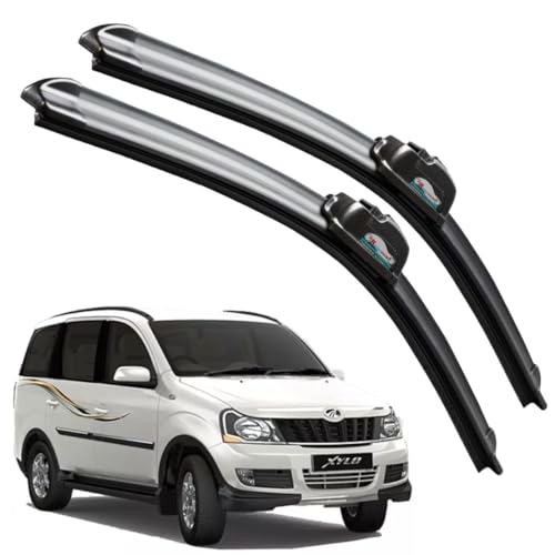 Image of Frameless Rubber Car Wiper Blades Set of 2 Compatible with (Mahindra Xylo (D-24,P-20))