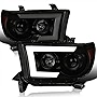 SPEC-D TUNING Smoke LED Sequential Switchback Signal Projector Headlights Compatible with 2007-2013 Toyota Tundra, 2008-2017 Toyota Sequoia, Left + Right Pair Headlamps Assembly