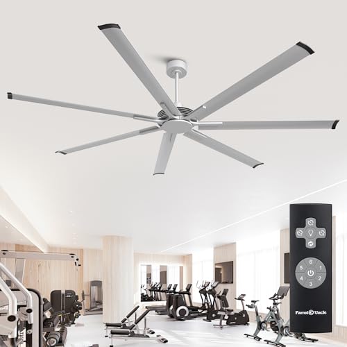 Large Silver Ceiling Fan with Remote and Reversible Blades