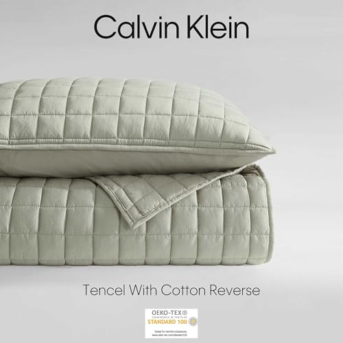 Calvin Klein - Quilt Set, Super Soft Bedding with Matching Shams, Reversible Stitch Design, Modern Room Essentials (Tencel Solid Green, King) by Calvin Klein - Image 9
