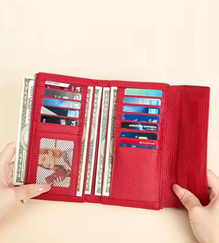 Women's Large leather red colour Wallet Women’s Wallet and Phone Holder – Stylish Clutch Purse with Credit Card Slots, Passsporrt Holder & Money Clip – Perfect Travel Wallet with Protection2