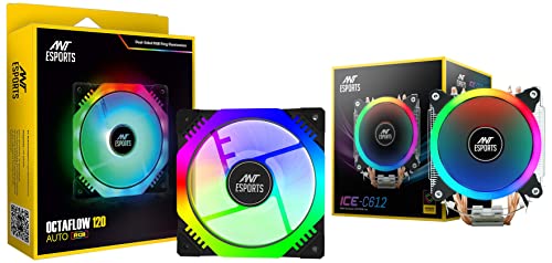 Image of Ant Esports ICE-C612 with RGB CPU Cooler /Fan Support Intel & Ant Esports Octaflow 120 Auto RGB 120mm 1200 RPM Cooler Case Fan