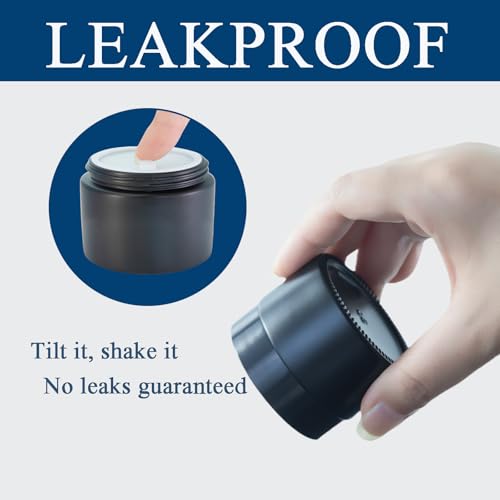 2Oz Small Glass Jars with Lids, 45Pack Lotion Container, Cosmetic Containers, Little Travel Jars for Creams with Mini Spoon, Black Label (Matte Black)4