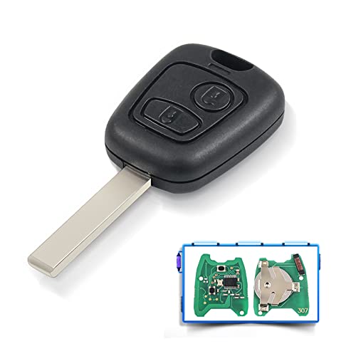 AULESSE Peugeot Coque de Clé Télécommande 433 MHz 2 Boutons pour Peugeot 307 et Citroën C1 C2 C3 C4 Xsara Picasso avec clé à Distance complète Non programmée Puce VA2 Blade ID46
