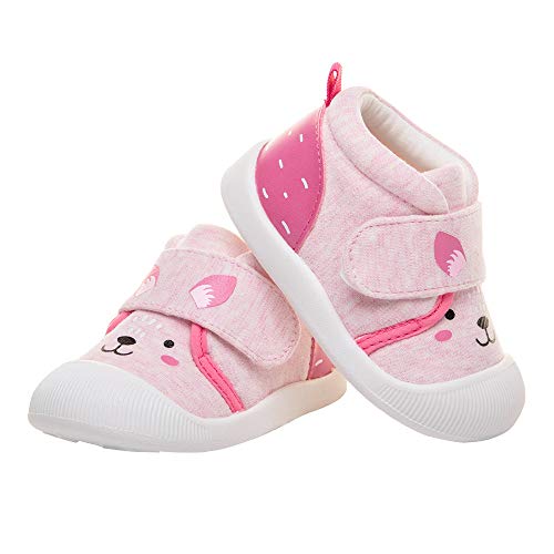 Azalquat Baby Boys Girls Outdoor Cotton Breathable Sneakers Toddler Cartoon Rubber Soft Bottom Non-Slip First Walker Casual Shoes (Cartoon Style Pink, 18_21 Months) #TOP6
