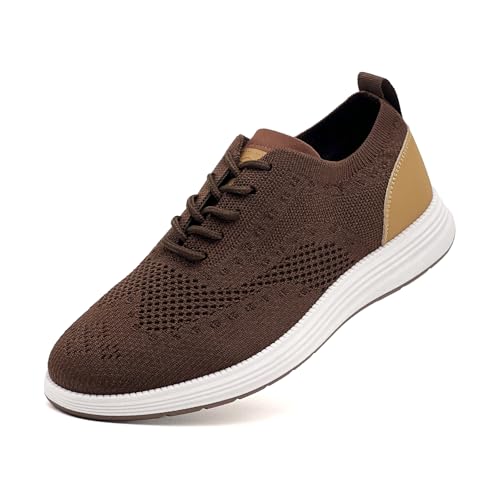 Men's Casual Dress Sneakers Oxfords Lace-Up Mesh Breathable Lightweight Fashion Walking Shoes Tennis Comfortable