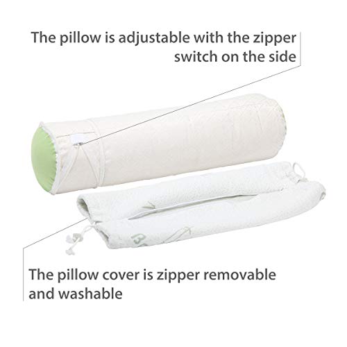 Kingnex Knee/Leg Roll Pillow for Therapeutic Support Back Pain Relief - Adjustable Length/Firmness - Shredded Latex Filling - Removable Bamboo Cover