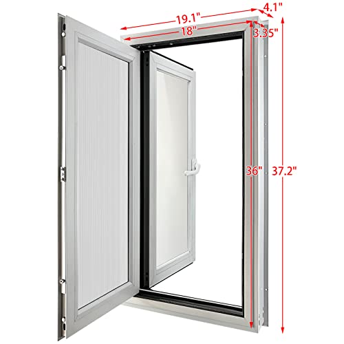 Hiostao Aluminum Alloy White House Window,Casement Window Double Layers,With Removable Yarn Mesh And Key Lock,19.1 X 37.2 X 4.1 Inch #TOP5