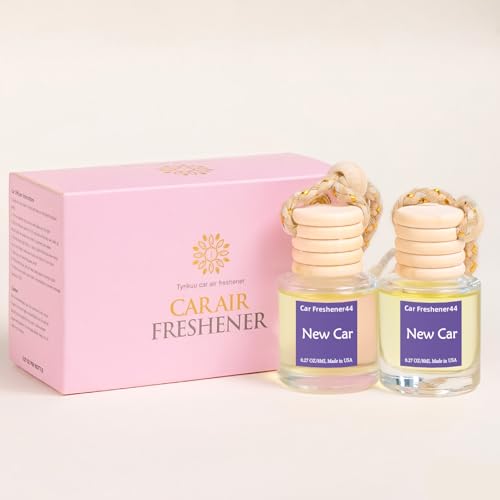 Image of Hanging Car Air Freshener, Long Lasting Essential Oil Diffuser, Non-Toxic New Car Scent, Cute Car Fresheners for Women, 2 Pack Made in USA