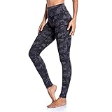 Occffy Fitness-Leggings für Damen, hohe Taille, Leggings für Damen, Workout, Yoga, Hose mit Taschen für Damen DS166, Camouflage Grau, L