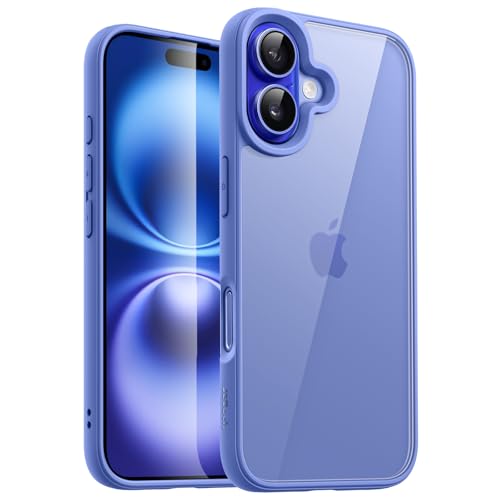 JETech Coque pour iPhone 16 6,1 Pouces, Étui Housse Antichoc Bumper, Cadre en TPU Mat de Couleur Unie, Dos Transparent Anti-Rayures (Outremer)