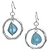 Ocean Waves Sea Glass Earrings, Handmade Silver-plated Hoop with Turquoise Glass