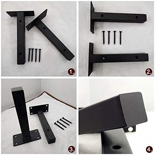 Support d'étagère en fonte d'angle noir 30 cm style loft