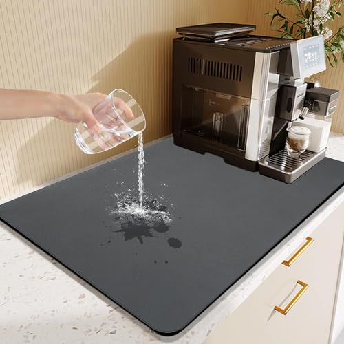 Image of RECLUSE Dish Drying Mat for Kitchen Counter, Diatomite Large Mat, Fast Absorbent Quick Drying Dish Mat, Dish Drying Rack Kitchen Mat with Waterproof Insulation Non-slip Placemat Drain Plate(40*60 cm)