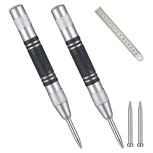 Pointeau Automatique Facom 2 Pièces Center Punch Pointeau Poinçon a Frapper Hongdui Screwdriver Starrett Automatikkörner Körner Cadeau 2 Poinçons de Rechange et 1 Règle en Acier