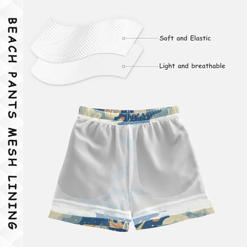 Pigsaly Boys Swim Trunks Colorful Unicorns White Clound Boys Board Shorts Swimsuit Swimwear Summer Bathing Suit XS4