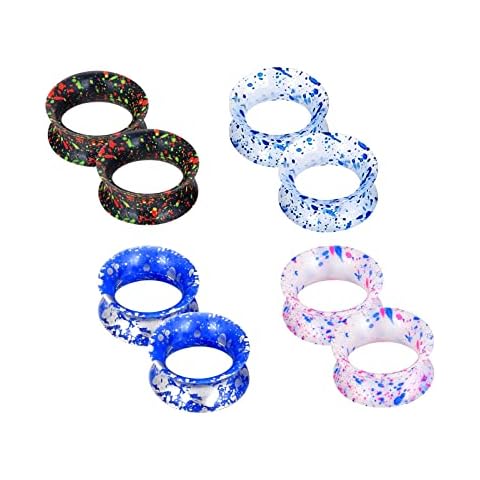 DERALA Silicone Ear Tunnels 8Pcs Flexible Flesh Gauges Plugs Ear Piercing Jewelry 2g-3/4inch, Silicone, no gemstone Cover