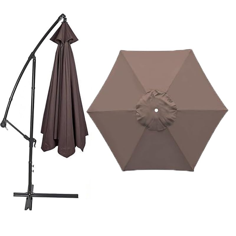 GSKFXJ 6/8 Ribs Replacement Patio Umbrella Canopy 7ft/8ft/9ft/10ft Outdoor Parasol Cover, Umbrella Replacement Top Cover for Beach, Yard, Patio(Dark Curry,8Ribs(2m/7ft))