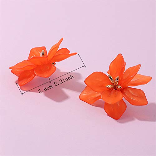 Fashion Bohemian Acrylic Large Matte Flower Dangle Earrings with Gold Flower Bud for Women, Mom, Lover and Friends2